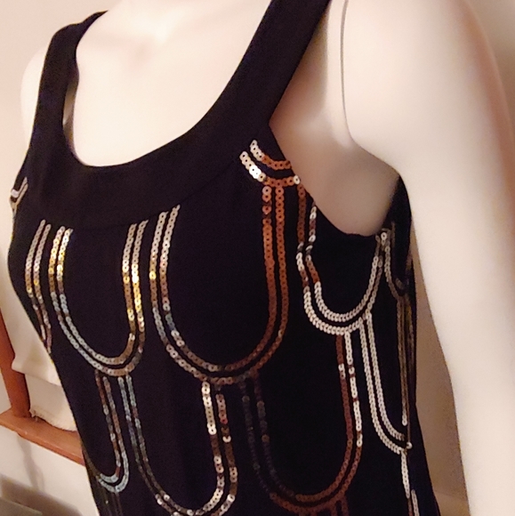 Black With Silver Sequin Flapperesque Dress - Picture 6 of 8